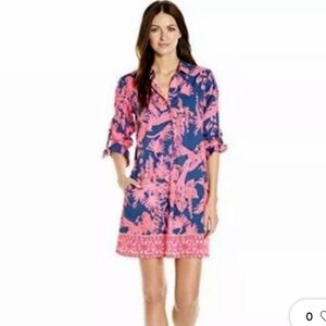 Lilly Pulitzer Lilith tunic Pink‎ Blue Indigo Night dress sz XS S Tropical